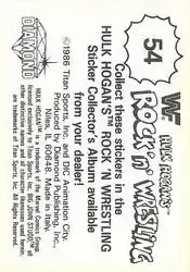 1986 Hulk Hogan's Rock 'n' Wrestling Stickers #54 - Card #54 - Back