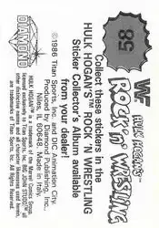 1986 Hulk Hogan's Rock 'n' Wrestling Stickers #58 - Card #58 - Back