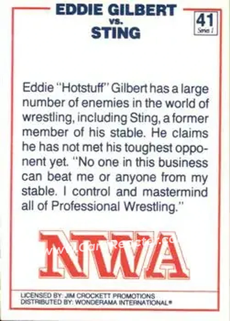 1988 Wonderama NWA #41 - Card #41