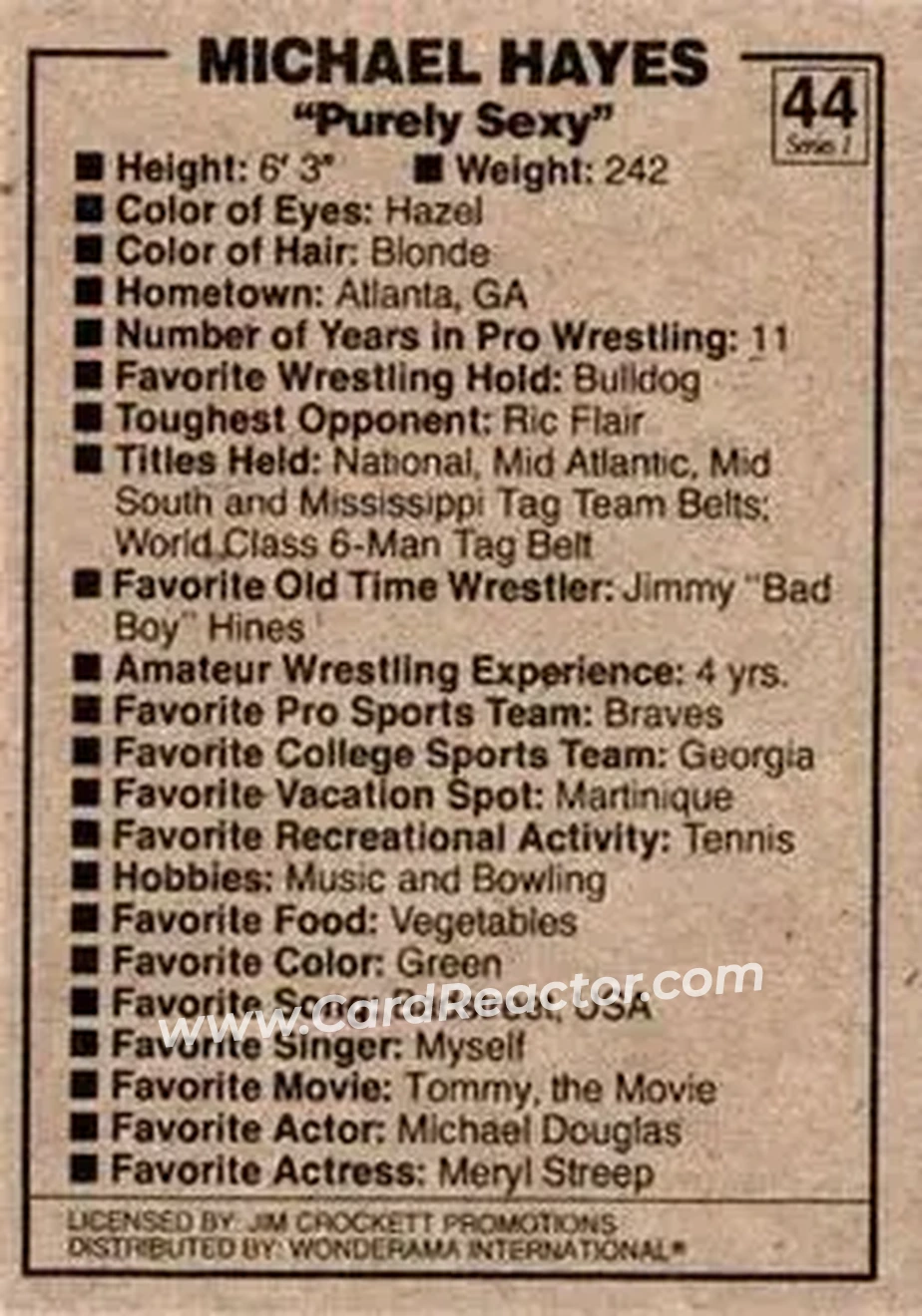 1988 Wonderama NWA #44 - Michael Hayes