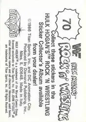 1986 Hulk Hogan's Rock 'n' Wrestling Stickers #70 - Card #70 - Back