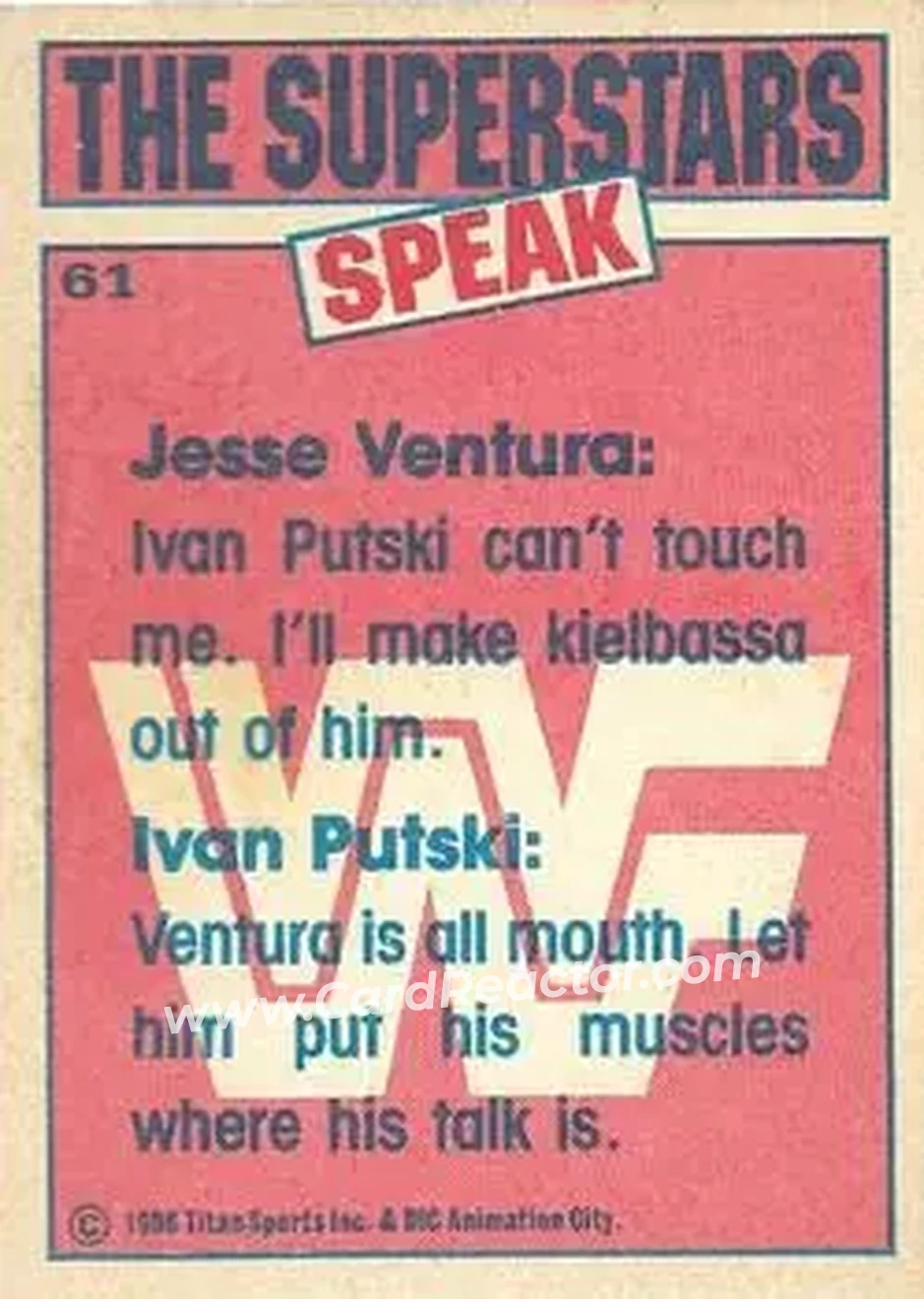 1986 Scanlens WWF Pro Wrestler #61 - Card #61
