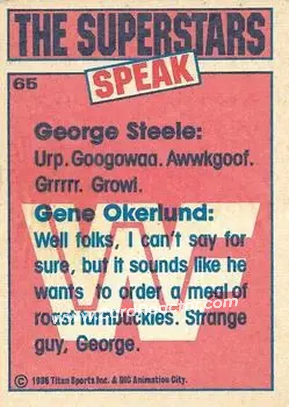 1986 Scanlens WWF Pro Wrestler #65 - Card #65 1986 Scanlens WWF Pro Wrestler #65 - Card #65