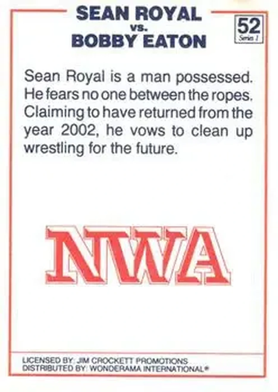1988 Wonderama NWA #52 - Card #52