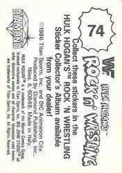 1986 Hulk Hogan's Rock 'n' Wrestling Stickers #74 - Card #74 - Back