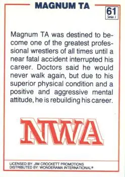1988 Wonderama NWA #61 - Magnum T.A. - Back 1988 Wonderama NWA #61 - Magnum T.A. - Back