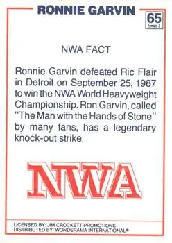 1988 Wonderama NWA #65 - Rugged Ronnie Garvin - Back
