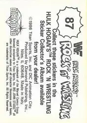 1986 Hulk Hogan's Rock 'n' Wrestling Stickers #87 - Card #87 - Back