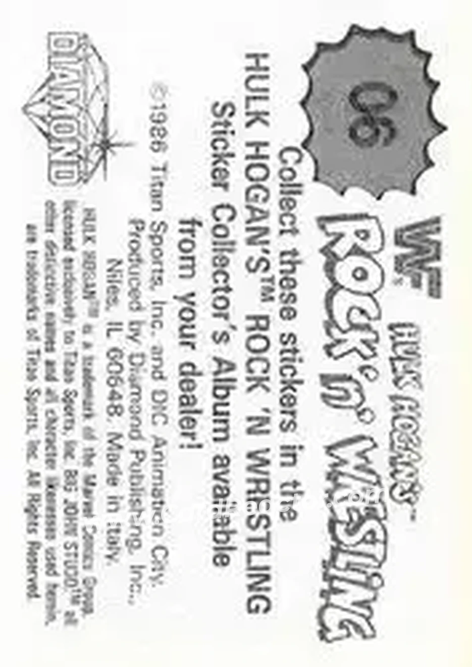 1986 Hulk Hogan's Rock 'n' Wrestling Stickers #90 - Card #90 1986 Hulk Hogan's Rock 'n' Wrestling Stickers #90 - Card #90