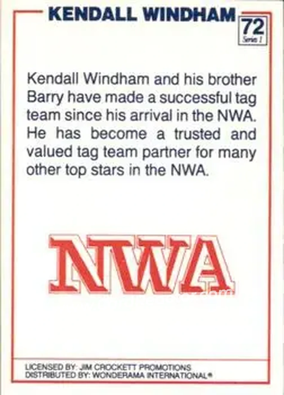 1988 Wonderama NWA #72 - Kendall Windham