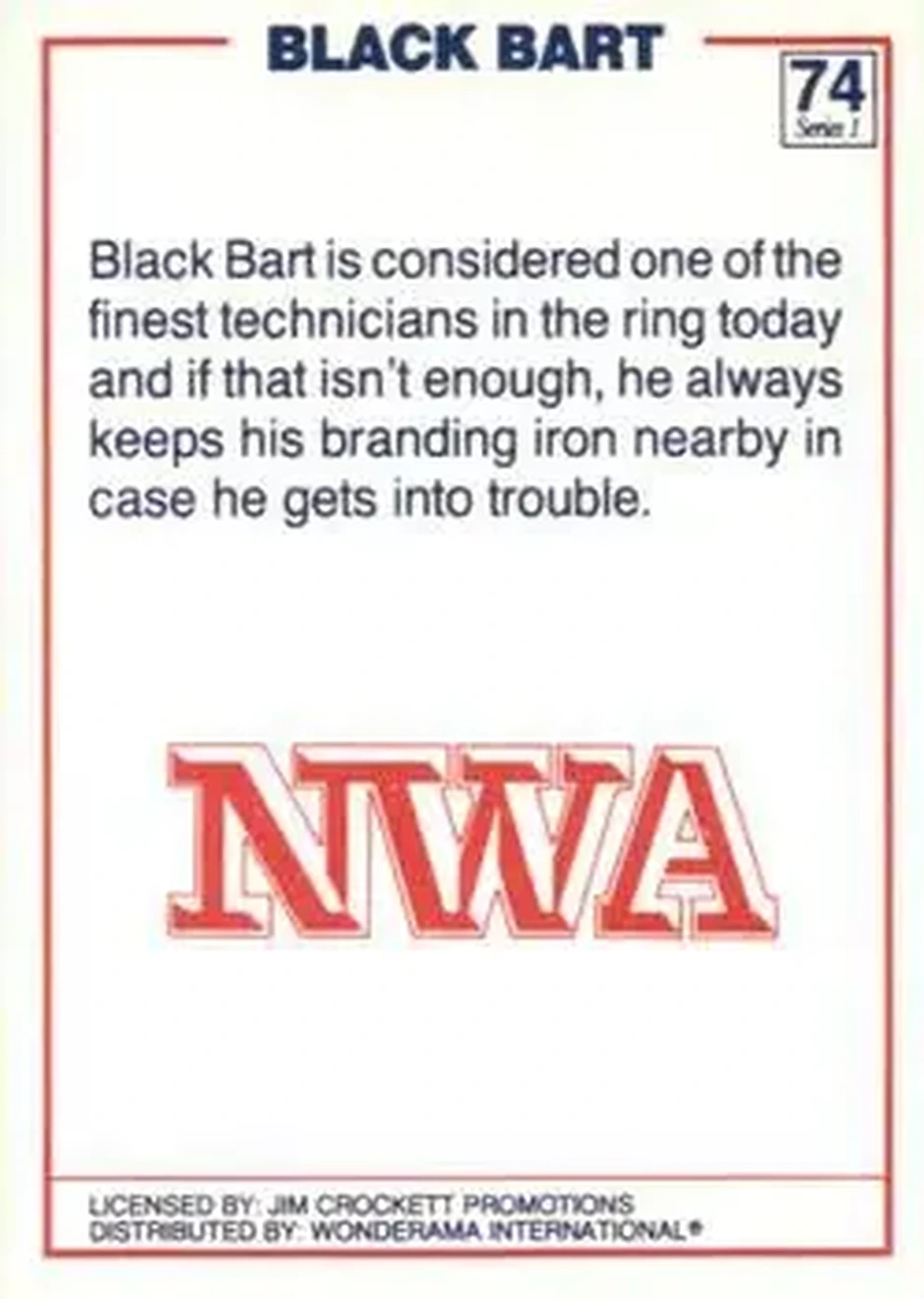 1988 Wonderama NWA #74a - Black Bart