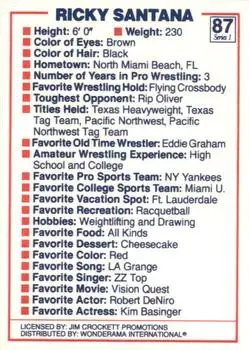 1988 Wonderama NWA #87 - Ricky Santana - Back