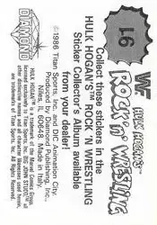 1986 Hulk Hogan's Rock 'n' Wrestling Stickers #91 - Card #91 - Back 1986 Hulk Hogan's Rock 'n' Wrestling Stickers #91 - Card #91 - Back