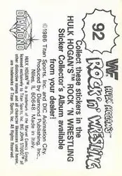 1986 Hulk Hogan's Rock 'n' Wrestling Stickers #92 - Card #92 - Back
