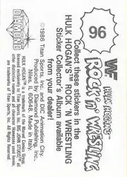 1986 Hulk Hogan's Rock 'n' Wrestling Stickers #96 - Card #96 - Back
