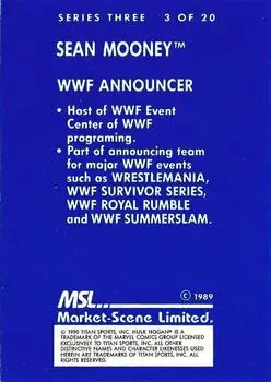 1989-90 Market-Scene WWF Superstars of Wrestling Series 3 #3 - Sean Mooney