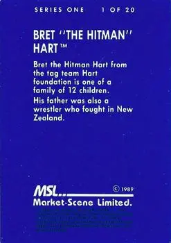 1989 Market-Scene WWF Superstars of Wrestling Series 1 #1 - Bret "Hit Man" Hart