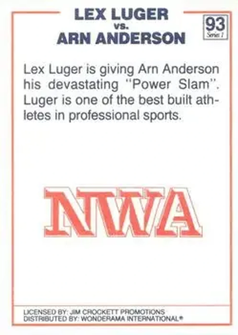 1988 Wonderama NWA #93 - Card #93