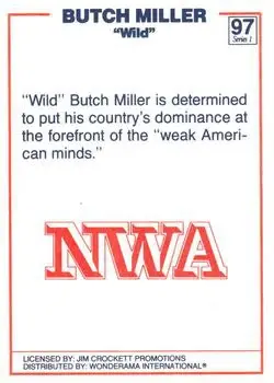 1988 Wonderama NWA #97 - Butch Miller - Back
