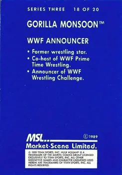 1989-90 Market-Scene WWF Superstars of Wrestling Series 3 #18 - Gorilla Monsoon