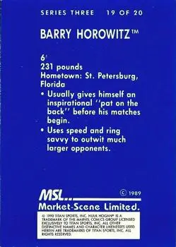 1989-90 Market-Scene WWF Superstars of Wrestling Series 3 #19 - Barry Horowitz