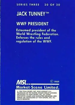 1989-90 Market-Scene WWF Superstars of Wrestling Series 3 #20 - Jack Tunney 1989-90 Market-Scene WWF Superstars of Wrestling Series 3 #20 - Jack Tunney