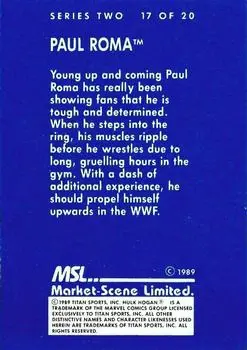 1989 Market-Scene WWF Superstars of Wrestling Series 2 #17 - Paul Roma
