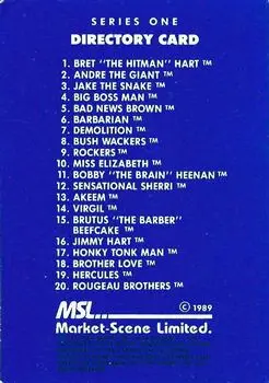 1989 Market-Scene WWF Superstars of Wrestling Series 1 #NNO - Card #NNO