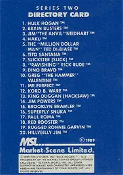 1989 Market-Scene WWF Superstars of Wrestling Series 2 #NNO - Card #NNO
