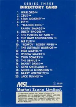 1989-90 Market-Scene WWF Superstars of Wrestling Series 3 #NNO - Card #NNO