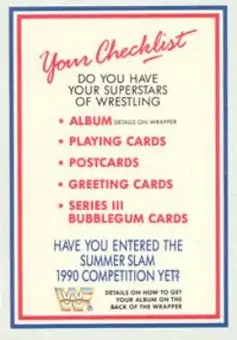 1989-90 Market-Scene WWF Superstars of Wrestling Series 3 #NNO - Card #NNO