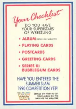 1989-90 Market-Scene WWF Superstars of Wrestling Series 3 #NNO - Card #NNO