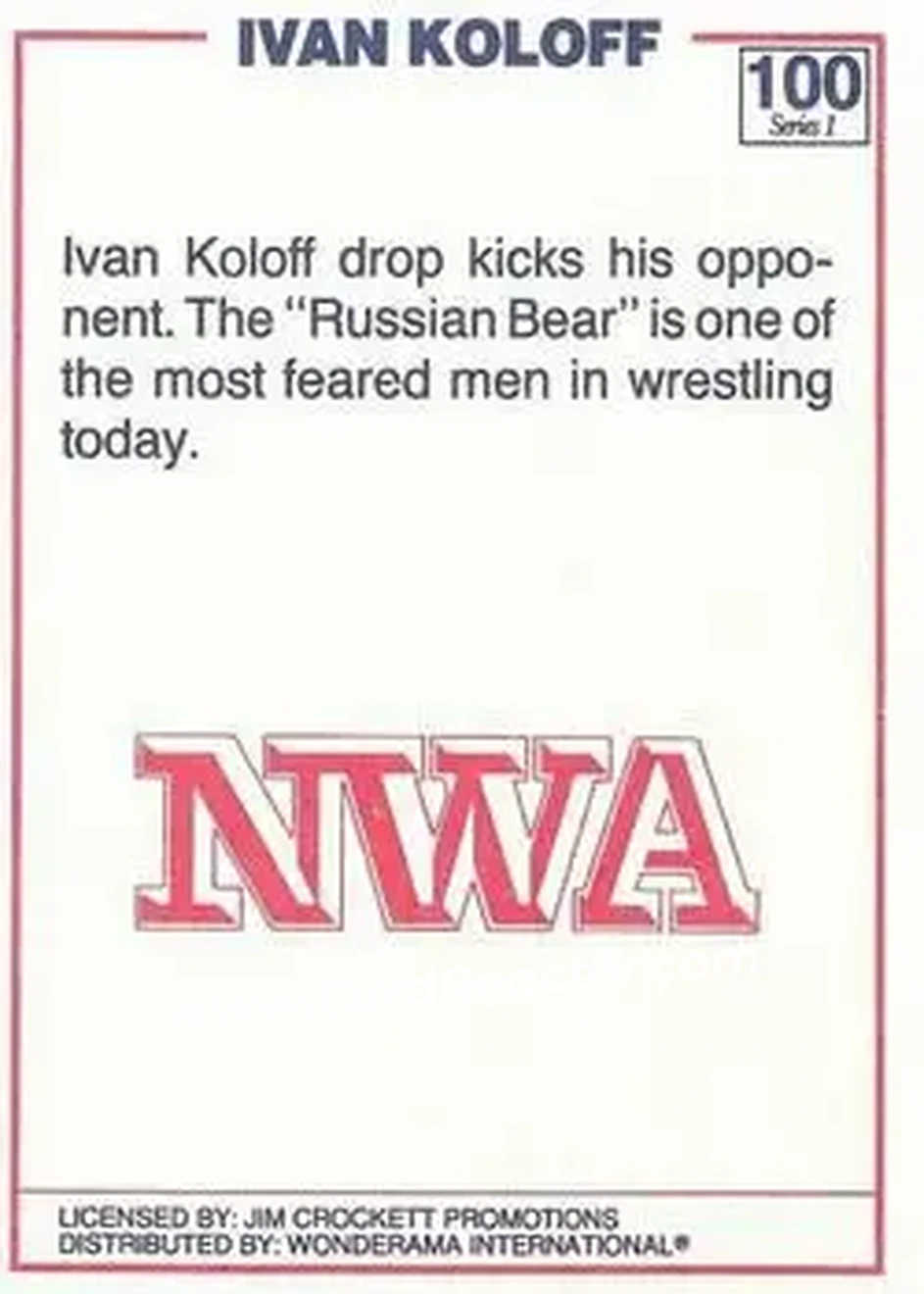 1988 Wonderama NWA #100 - Ivan Koloff 1988 Wonderama NWA #100 - Ivan Koloff