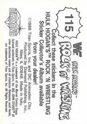1986 Hulk Hogan's Rock 'n' Wrestling Stickers #115 - Card #115 - Back