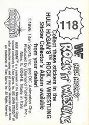1986 Hulk Hogan's Rock 'n' Wrestling Stickers #118 - Card #118 - Back