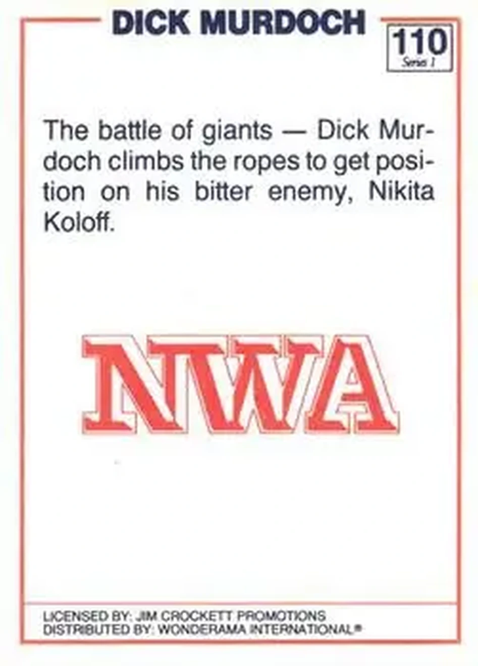 1988 Wonderama NWA #110 - Dick Murdoch
