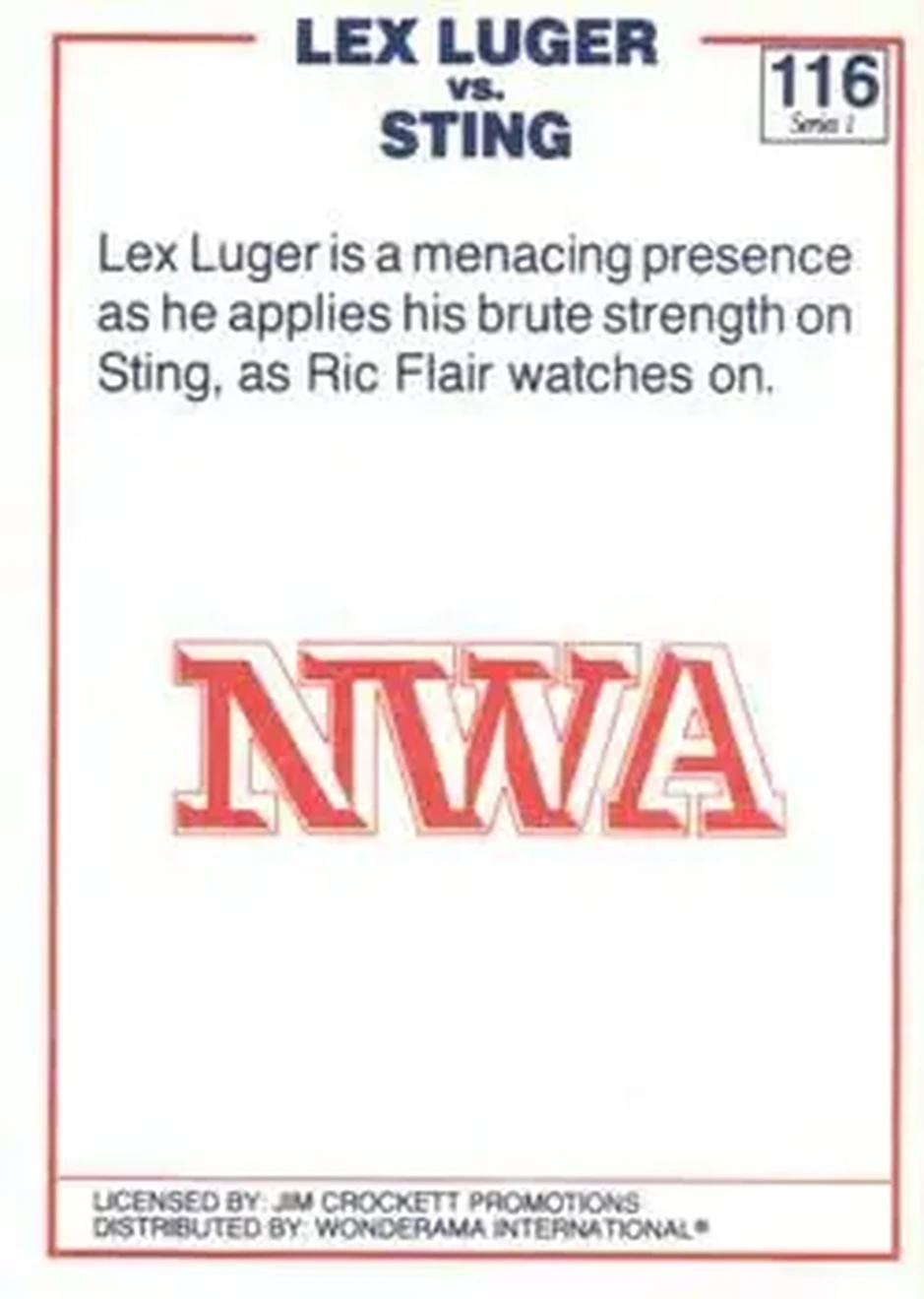 1988 Wonderama NWA #116 - Card #116