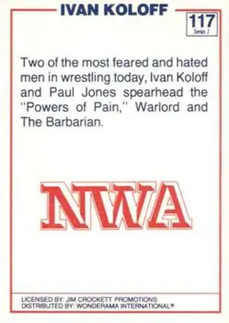1988 Wonderama NWA #117 - Ivan Koloff 1988 Wonderama NWA #117 - Ivan Koloff