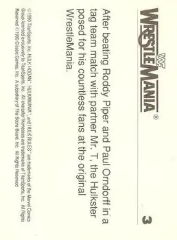 1990 Classic WWF The History of Wrestlemania #3 - Hulk Hogan - Back