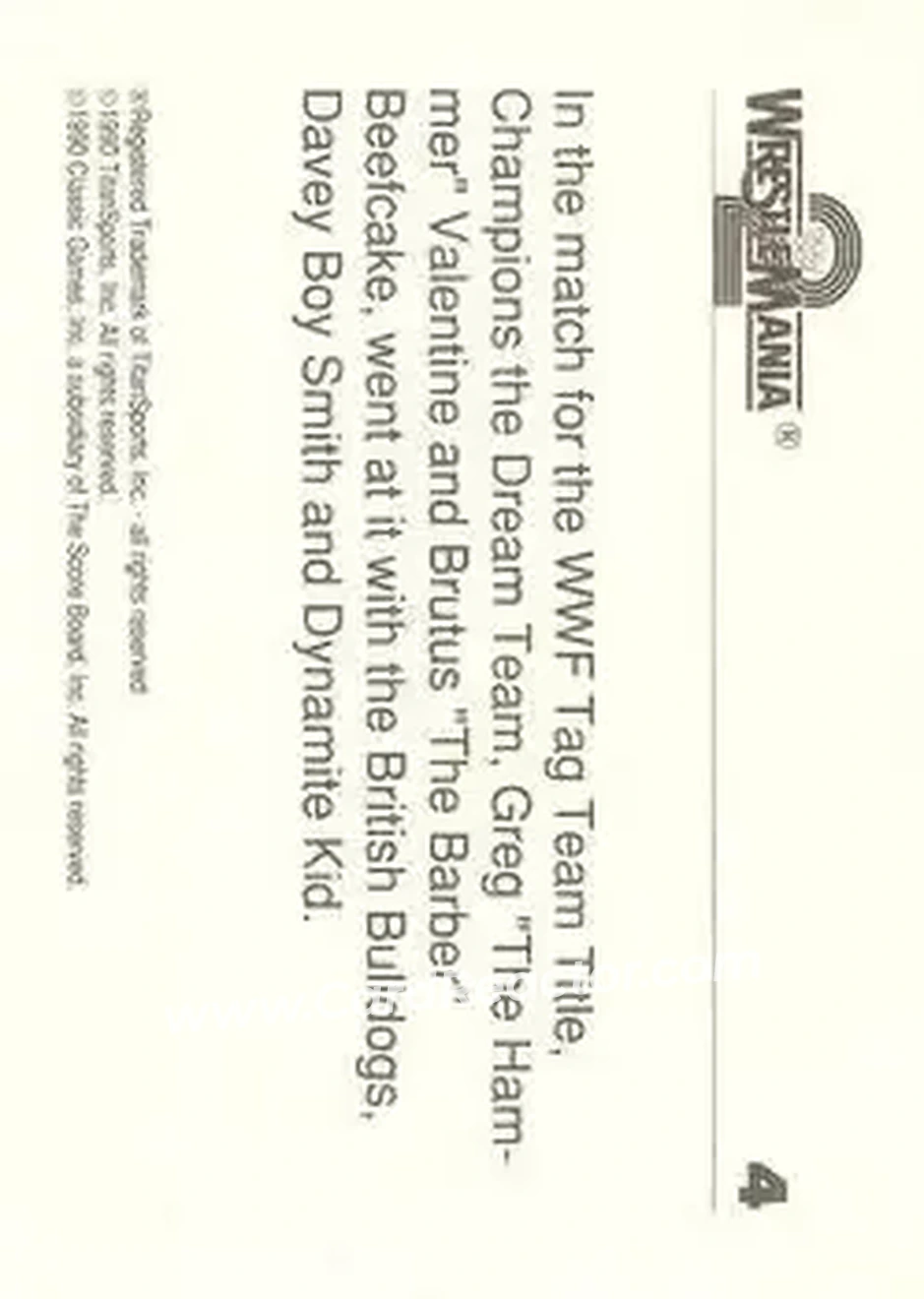 1990 Classic WWF The History of Wrestlemania #4 - Card #4