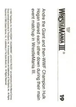1990 Classic WWF The History of Wrestlemania #19 - Card #19 - Back