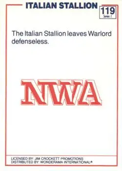 1988 Wonderama NWA #119 - Italian Stallion - Back