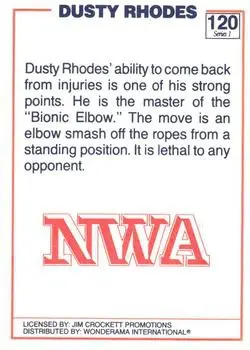 1988 Wonderama NWA #120 - Dusty Rhodes - Back