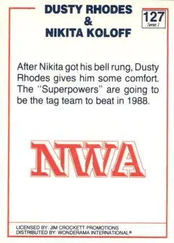 1988 Wonderama NWA #127 - Card #127 - Back 1988 Wonderama NWA #127 - Card #127 - Back