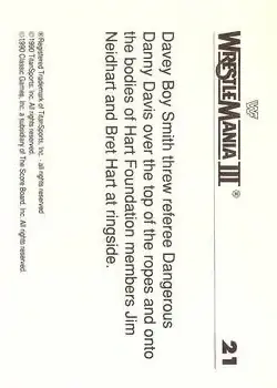 1990 Classic WWF The History of Wrestlemania #21 - Card #21 - Back 1990 Classic WWF The History of Wrestlemania #21 - Card #21 - Back