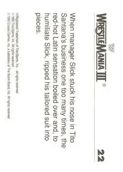 1990 Classic WWF The History of Wrestlemania #22 - Card #22 - Back 1990 Classic WWF The History of Wrestlemania #22 - Card #22 - Back