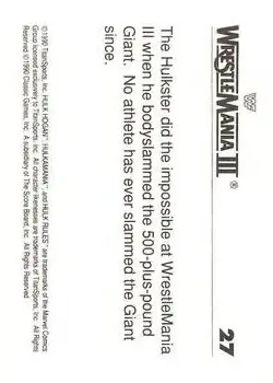 1990 Classic WWF The History of Wrestlemania #27 - Card #27 1990 Classic WWF The History of Wrestlemania #27 - Card #27