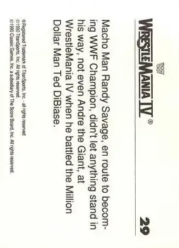 1990 Classic WWF The History of Wrestlemania #29 - Card #29 - Back