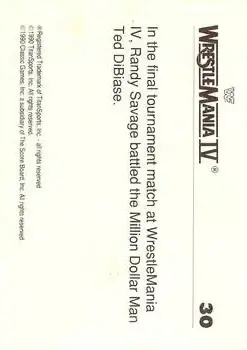 1990 Classic WWF The History of Wrestlemania #30 - Card #30 - Back