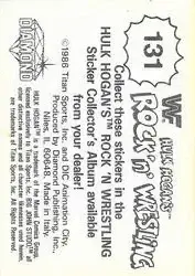 1986 Hulk Hogan's Rock 'n' Wrestling Stickers #131 - Card #131 - Back
